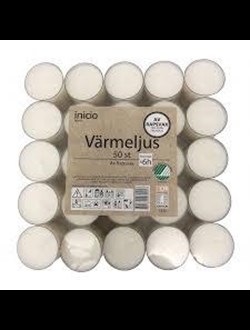 Värmeljus-6 H - Plastkopp- 50 pack- Raps- Svanenmärkta
