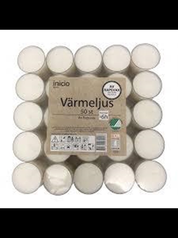 Värmeljus-6 H - Plastkopp- 50 pack- Raps- Svanenmärkta 3820-Raps